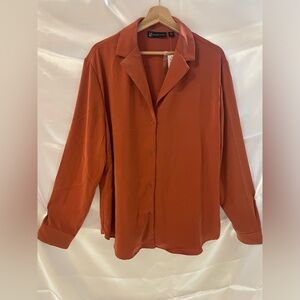 New York & company xxl orange button down blouse